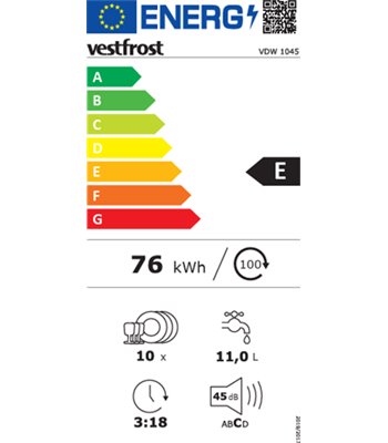 Vestfrost VDW 1045 - Smal opvaskemaskine