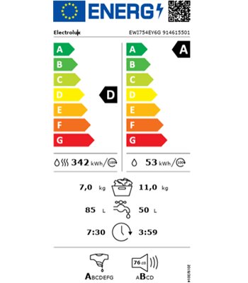 Electrolux EWI754EY6G - Vaske/tørremaskine