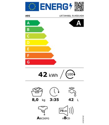 AEG LR734H86L - Frontbetjent vaskemaskine