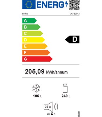 Elvita CKF5200X - Fritstående kølefryseskab