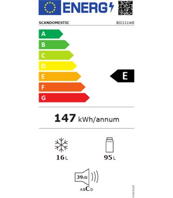 Scandomestic BIC111WE - Integreret køleskab med frysebok