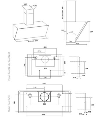 Eico 6317 E24 60 W - Link - Skråtstillet emhætte