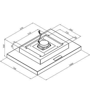 Silverline SM 4266-100SR u.motor - Loftintegreret emhætte