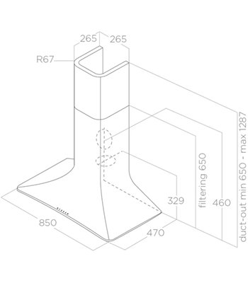 Eico 4976 Sweet P 85 A Peltrox - Væghængt emhætte