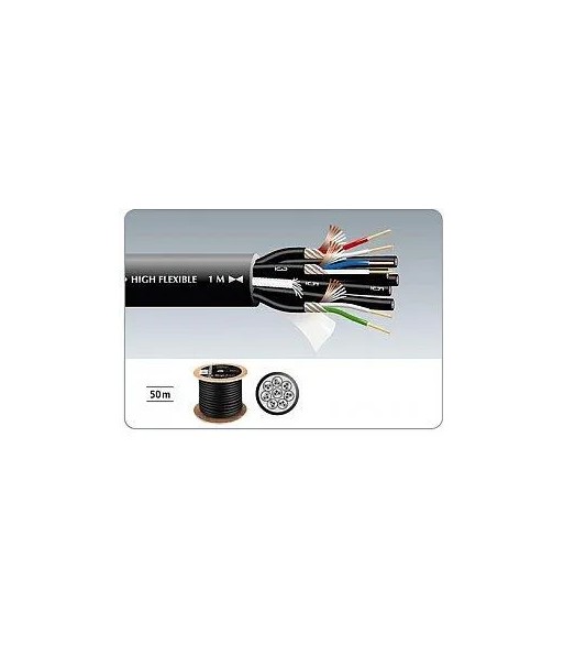 Multikabel  8x 2 mm2 samt 2x 0,2mm mikrofon 13mm- sort - dobbeltisoleret - i metermål