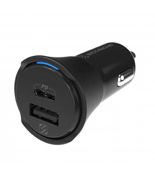 Powervolt dobbel hurtig billader 32 watt USB-C og USB-A - sort