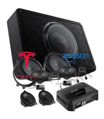Tesla lydpakke til Model 3 og Y, for 3 vejs, center og subwoofer
