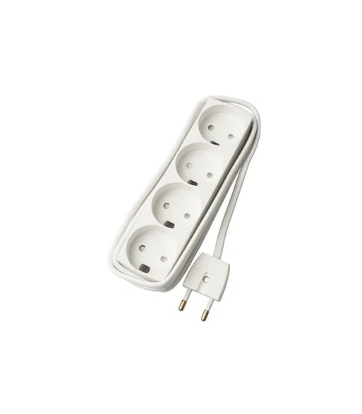 Stikdåse T13/S1 4 udtag 1,5 meter ledning hvid