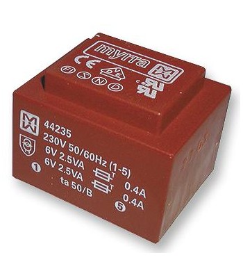 BEOLAB 8000 PCB Transformer, EI 42, Encapsulated Safety Isolating, 230V, 2 x 12V, 5 VA, 50Hz / 60Hz