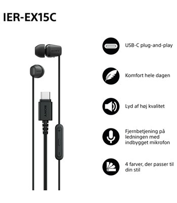 Sony IER-EX15CB.CE7 in-ear øretelefoner med type-c stik sort