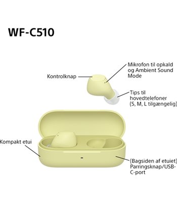 Sony WF-C510Y.CE7 trådløse in-ear øretelefoner gul