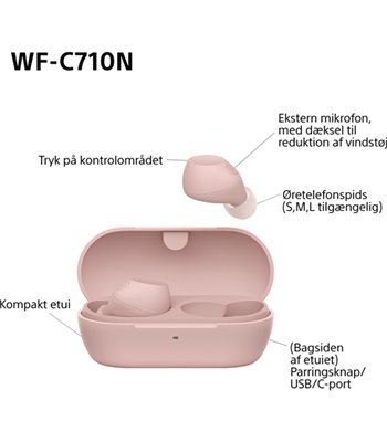 Sony WF C710NP.CE7 NC trådløse in-ear øretelefoner pink