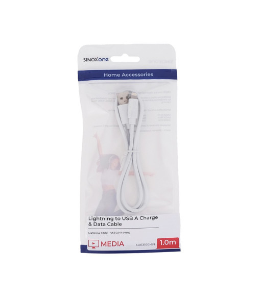 Sinox One Lightning kabel. 1m. Hvid