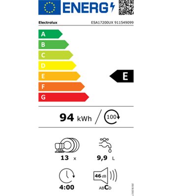 Electrolux ESA17200UX opvaskemaskine til indbygning