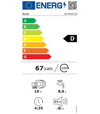 Bosch SPV4HMX12E smal opvaskemaskine til integrering