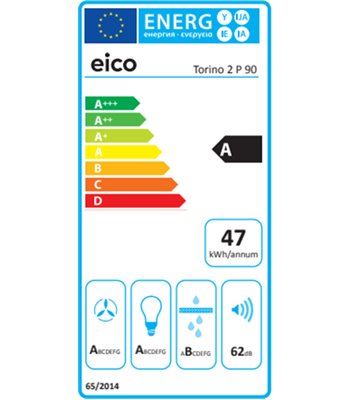 Eico 6225 Torino 2 P 90 væghængt emhætte