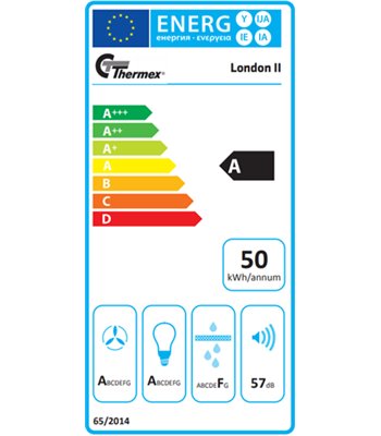 Thermex 540.41.2478.2 London II 76cm skråtstillet emhætte