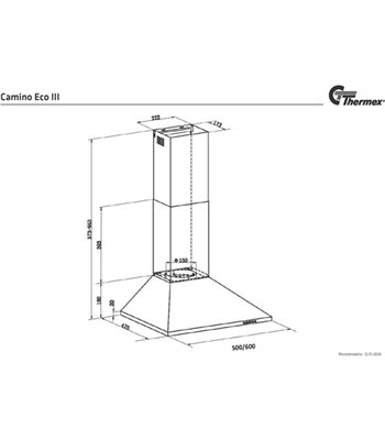 Thermex 527.21.9258.2 Camino Eco III 50 cm vægmonteret emhæt