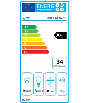 Witt Pure 80 BN-2 skråtstillet emhætte