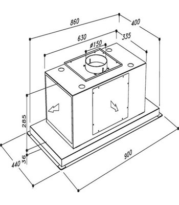 Witt WS958W-3 loftintegreret emhætte