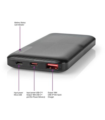 Nedis UPBKPD10000BK 10.000 mAh powerbank