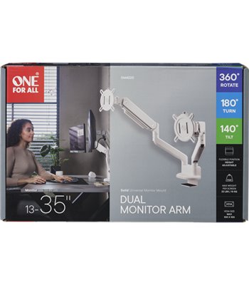 One For All DM4220 Dynamic Dual Monitor Arm, solid, hvid