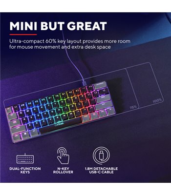 Trust GXT867 Acira 60% mini gaming keyboard (nordic) 302438