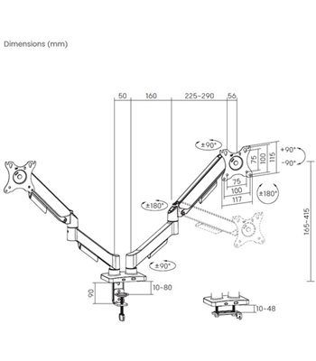 Deltaco ARM-1300-B Monitor desk dual mount