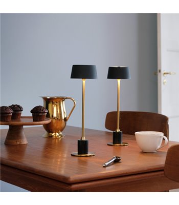 Dyberg Larsen Yoyo sort/messing portable bordlampe