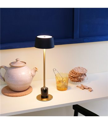 Dyberg Larsen Yoyo sort/messing portable bordlampe