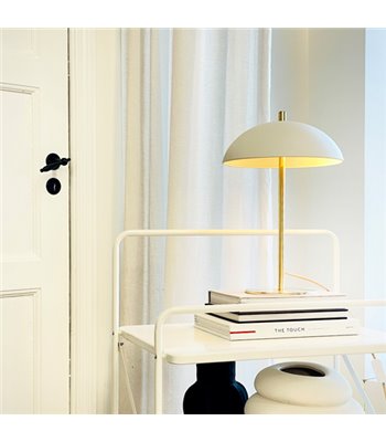 Dyberg Larsen Globus beige/messing bordlampe