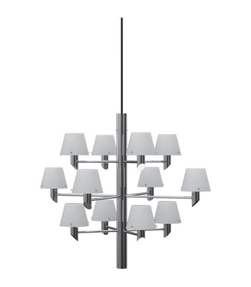 Herstal Gil 12 krom/opal glas lysekrone
