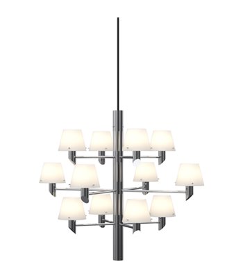 Herstal Gil 12 krom/opal glas lysekrone