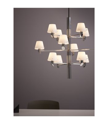 Herstal Gil 12 krom/opal glas lysekrone