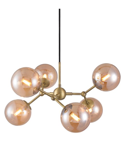 Halo Design Atom Ø57 antik messing/amber lysekrone
