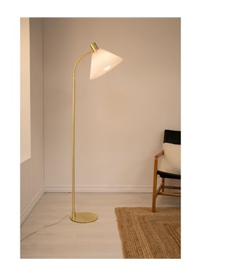 Markslöjd Mira brushed brass/white gulvlampe