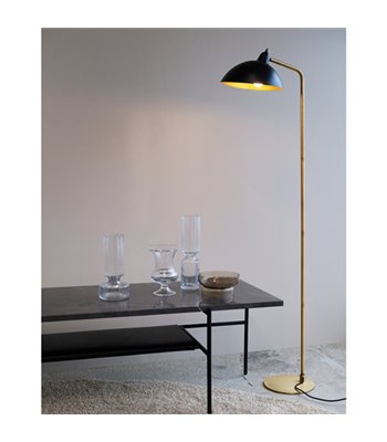 Dyberg Larsen Futura sort/messing gulvlampe