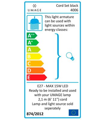 UMAGE E27 sort ledningsophæng