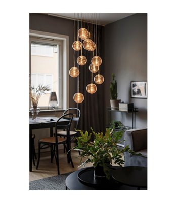 Globen Lighting Skyfall amber/messing pendel
