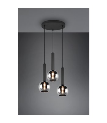 TRIO Clayton 3 lys mat sort pendel