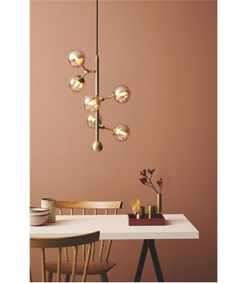 Halo Design Atom antik messing/amber pendel