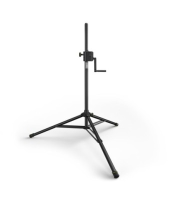 Gravity Wind-up speaker stand with automatic lock pin mechanism