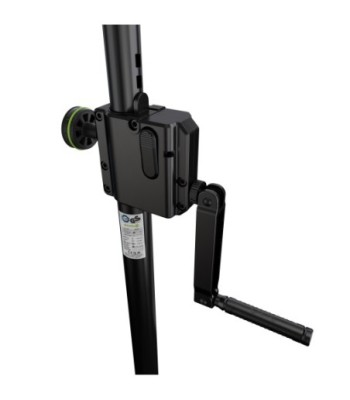 Gravity Wind-up speaker stand with automatic lock pin mechanism