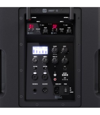LD Systems 12" Portable battery-powered Bluetooth® PA System with mixer, 1 × wireless handheld and 1 × headset microphone (incl