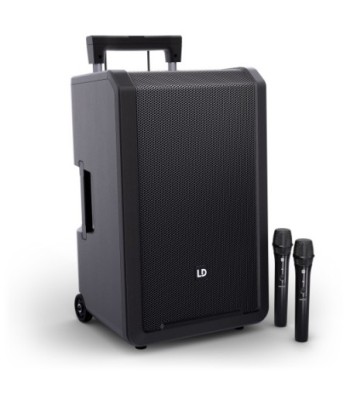 LD Systems 12" Portable battery-powered Bluetooth® PA System with mixer and 2 × wireless handheld microphone
