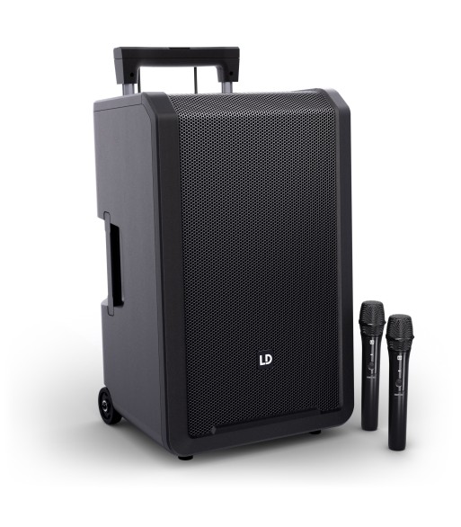 LD Systems 12" Portable battery-powered Bluetooth® PA System with mixer and 2 × wireless handheld microphone