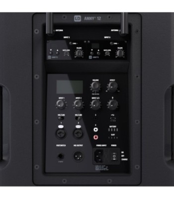 LD Systems 12" Portable battery-powered Bluetooth® PA System with mixer and 2 × wireless handheld microphone