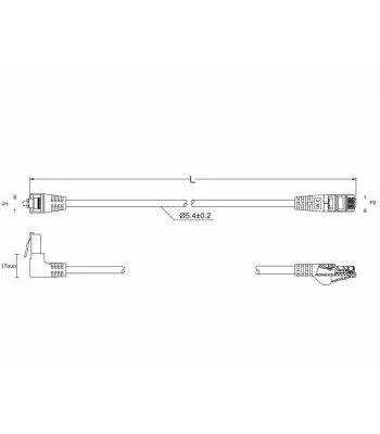 GOOBAY - FTP netværkskabel - 2xRJ45, 1x90° CAT5e, Hvid (1m)